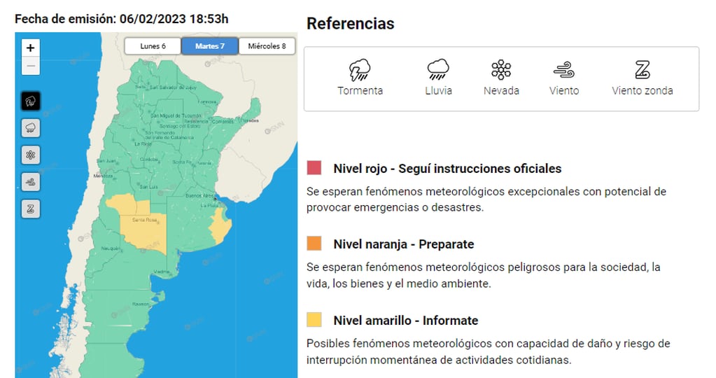 Alerta por tormentas en el Sur de Mendoza - SMN