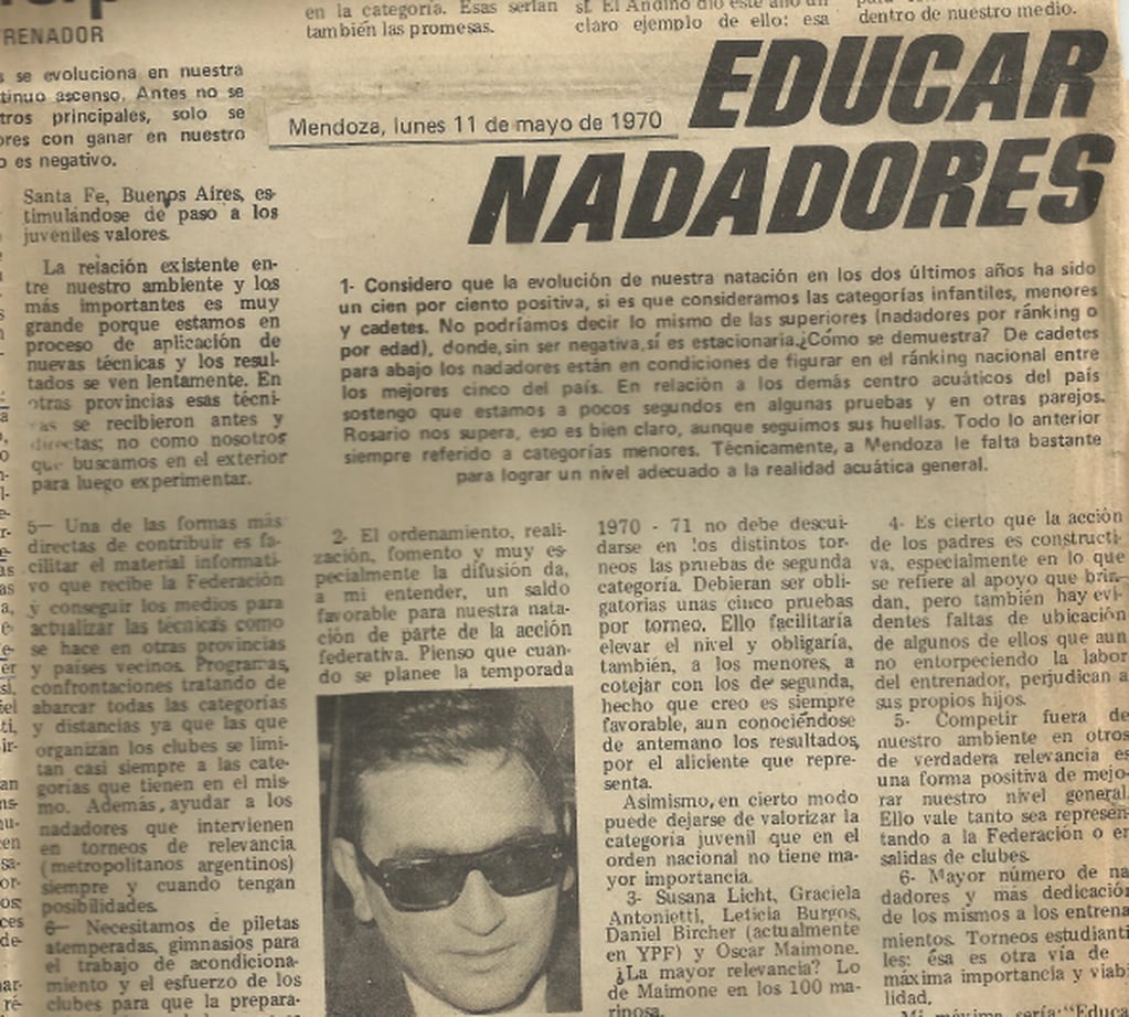 Recortes periodísticos de la década del 70 en los medios mendocinos. / Gentileza.
