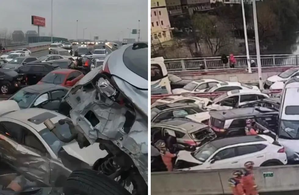 Imágenes del accidente múltiple en China. (Captura de video)