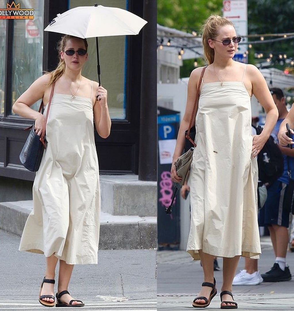 Jennifer Lawrence y su maxi vestido.