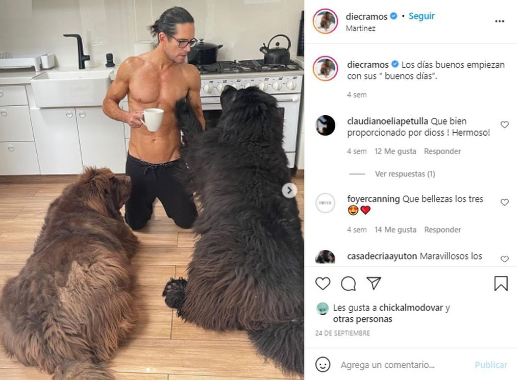 Diego Ramos y sus perros gigantes que enamoran en Instagram. 