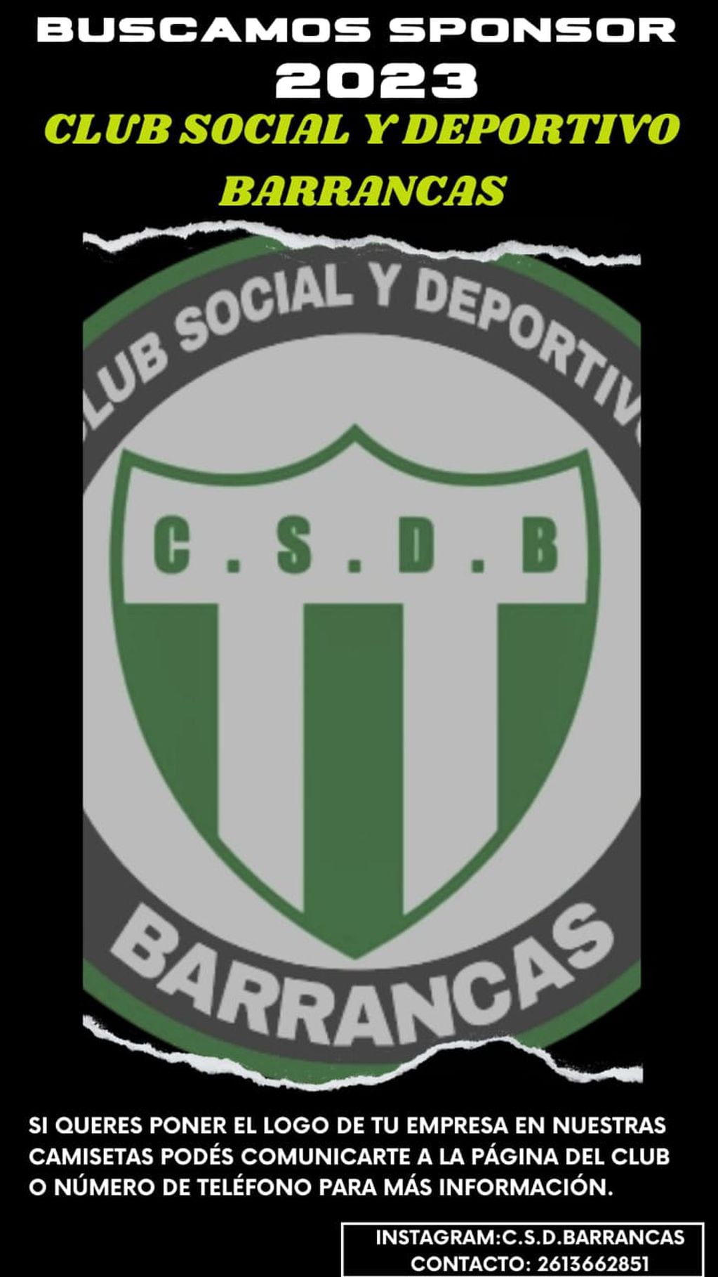 El Club Social y Deportivo Barrancas busca sponsor
