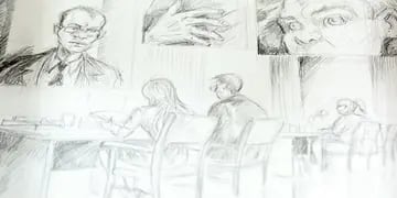 Court Sketch Mendoza - Ilustración juicio por jurados