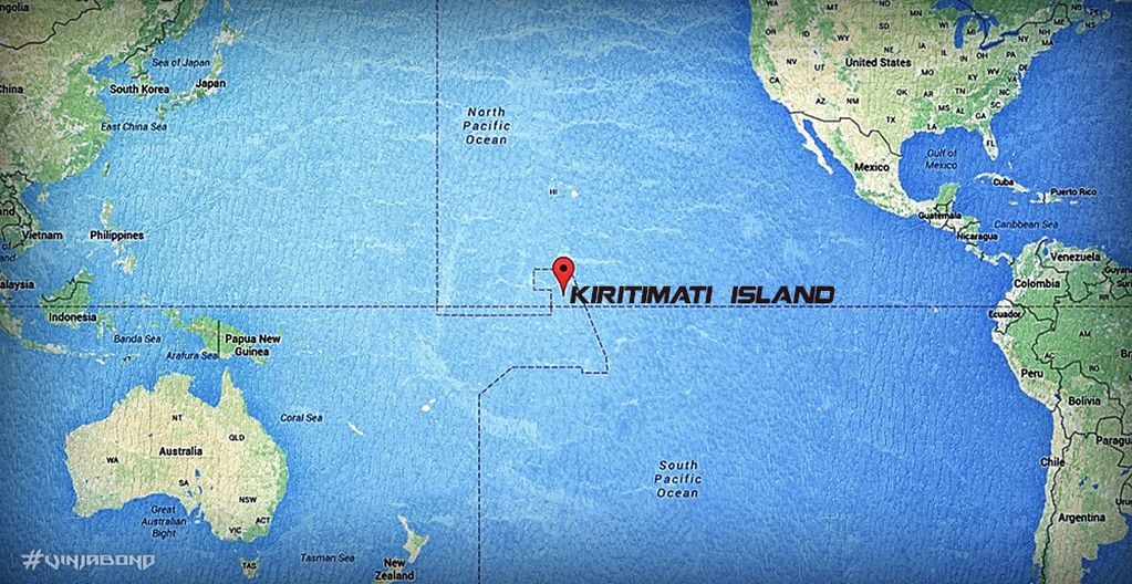 La ubicación de la isla de Kiritimati, el primer territorio en recibir el año 2024.