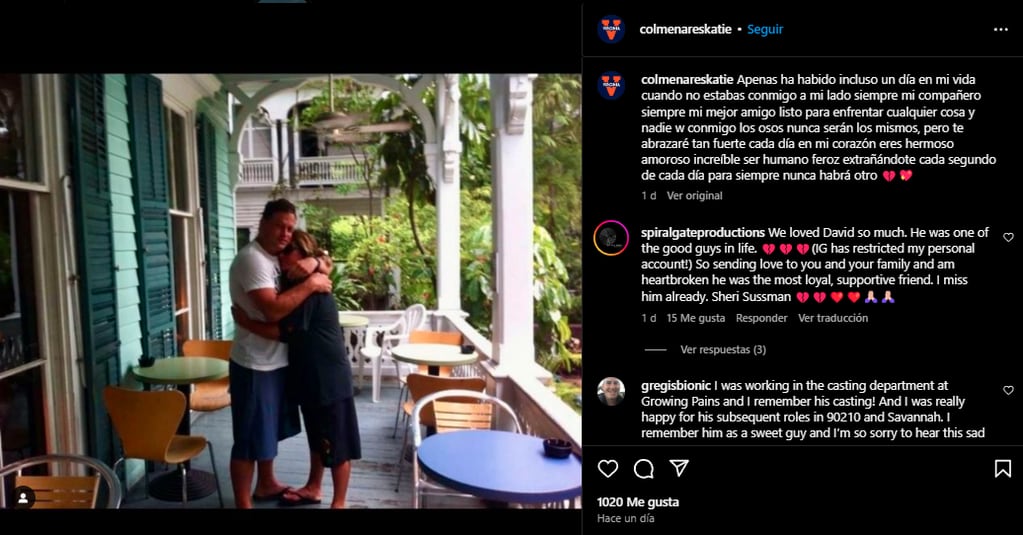 El emotivo mensaje de despedida de la hermana de David Gail en Instagram.