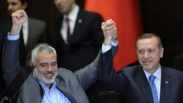 Recep Erdogan e Ismail Haniye