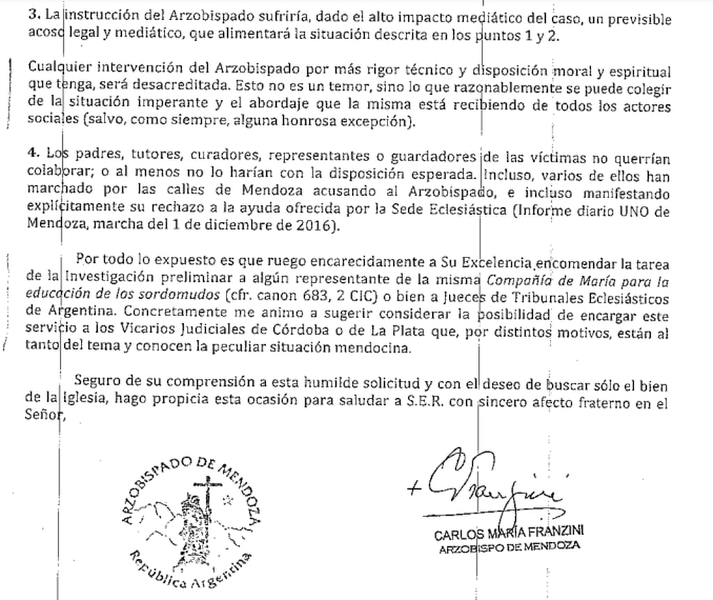 Caso Próvolo: la Iglesia mendocina se excusó de investigar al instituto ante el “riesgo de reclamos de indemnizaciones civiles”. Foto: Los Andes.