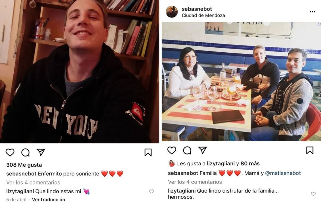 Los comentatios amorosos de Lizy Tagliani en las publicaciones de Instagram de Sebastián Nebot.