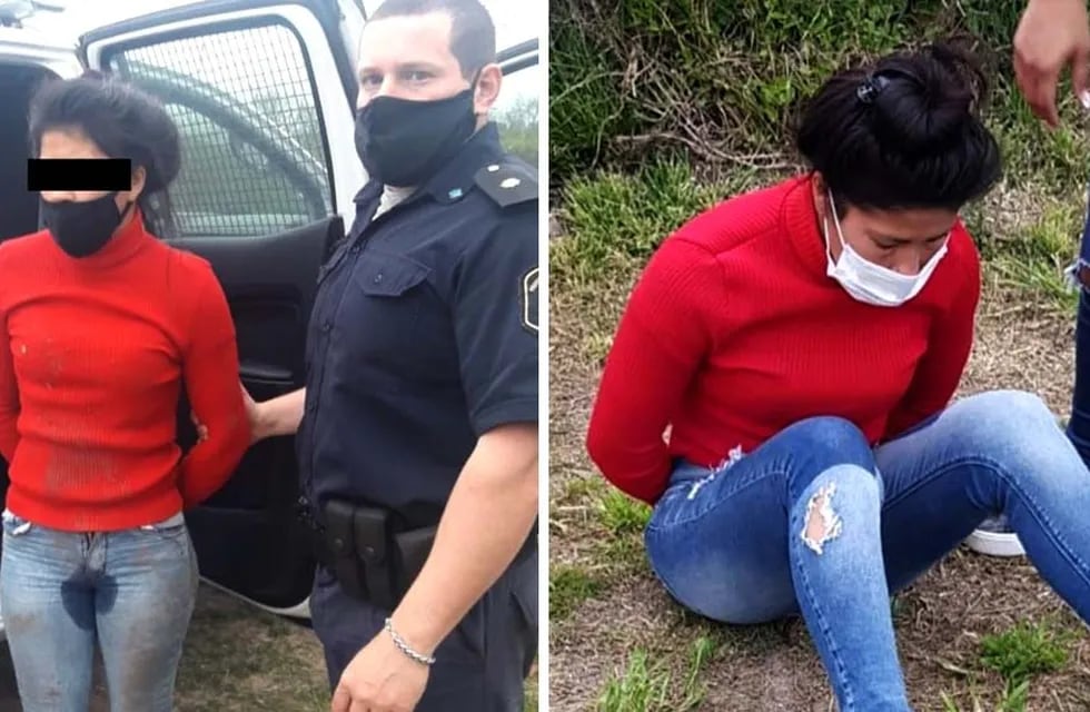 Liz Ortega Castillo, al momento de ser detenida por la agresión hacia Laura Delgadillo y su bebé de un año y medio. (Gentileza)