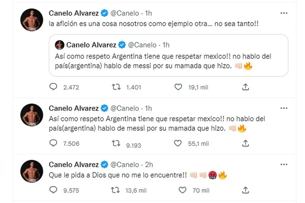 Los tuit de Canelo Álvarez contra Lionel Messi