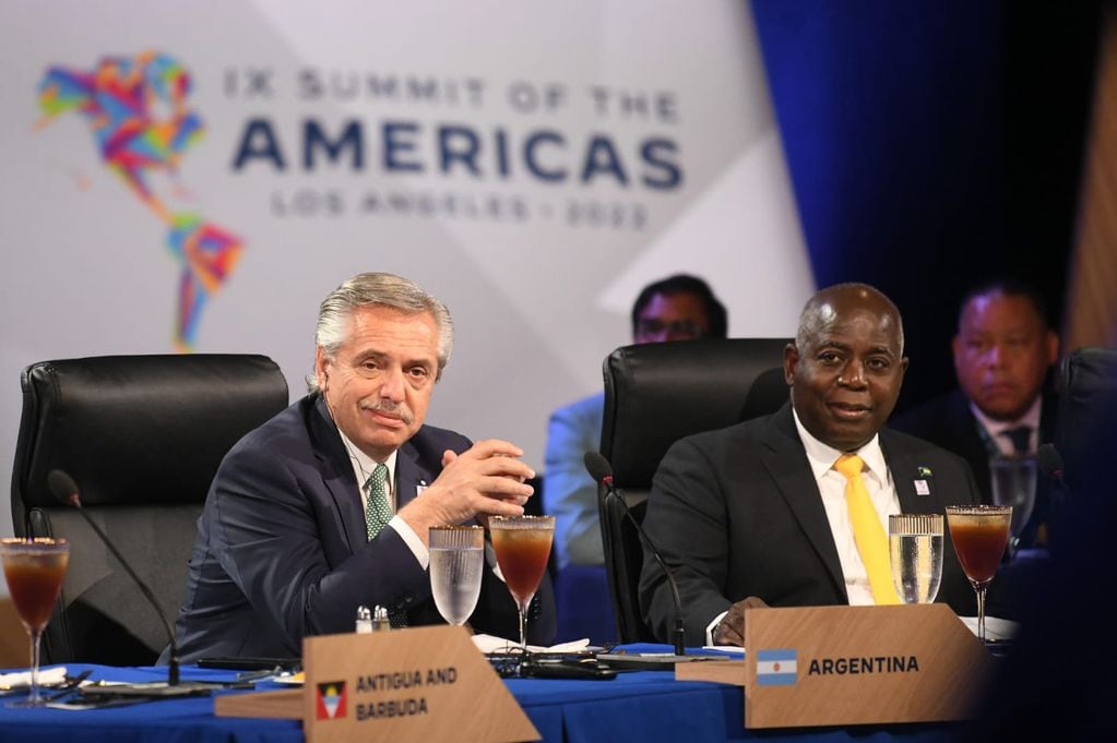 El presidente argentino Alberto Fernández en la IX Cumbre de las Américas realizada en Los Angeles, Estados Unidos.