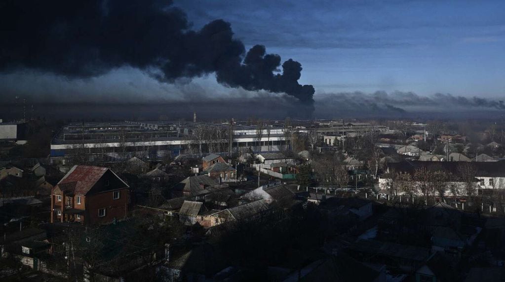 La imagen del aeropuerto militar en Chuguyev, cerca de Kharkiv, Ucrania, tras un ataque ruso. / Gentileza