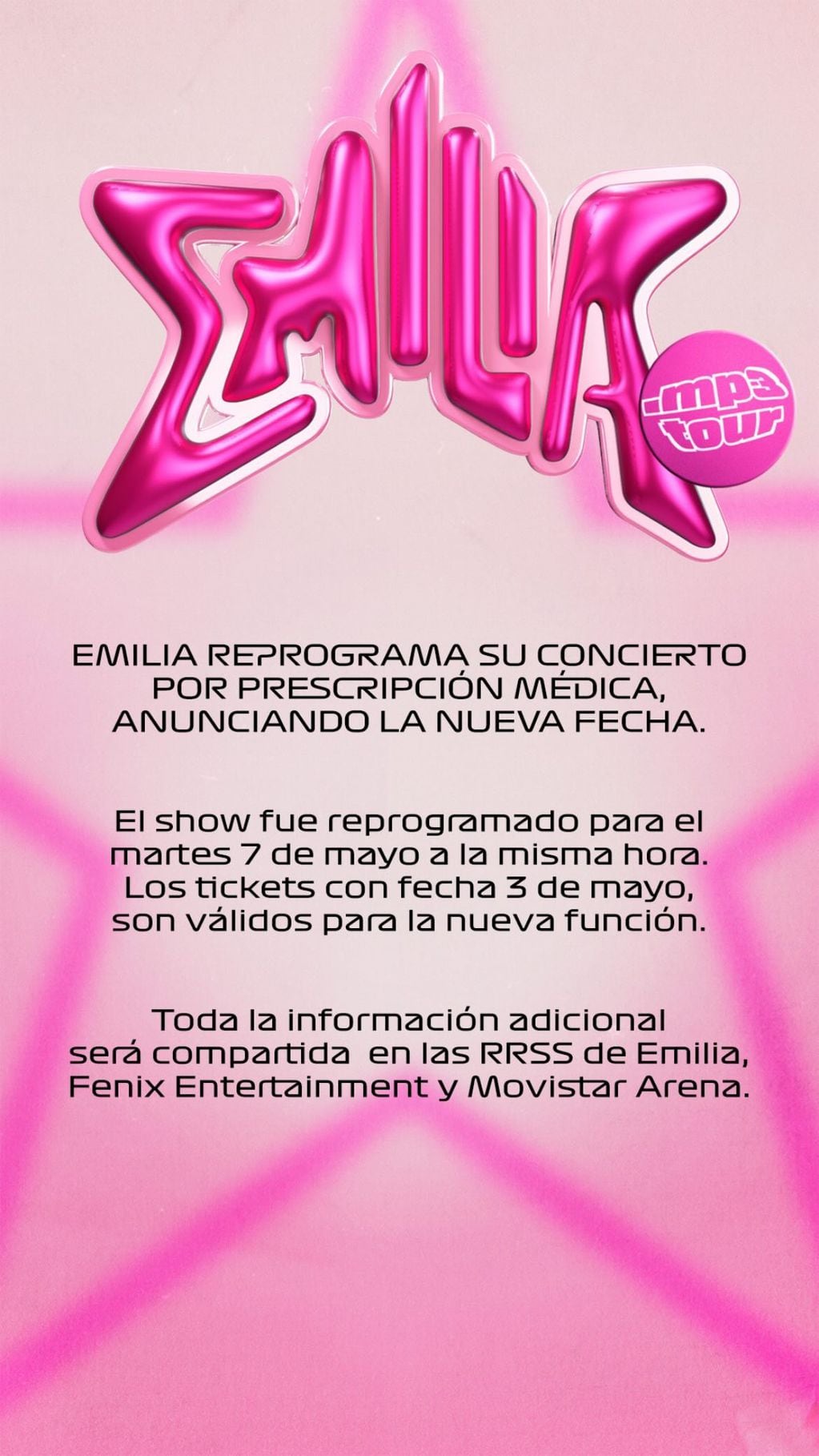 Emilia Mernes reprogramó su séptimo show en el Movistar Arena