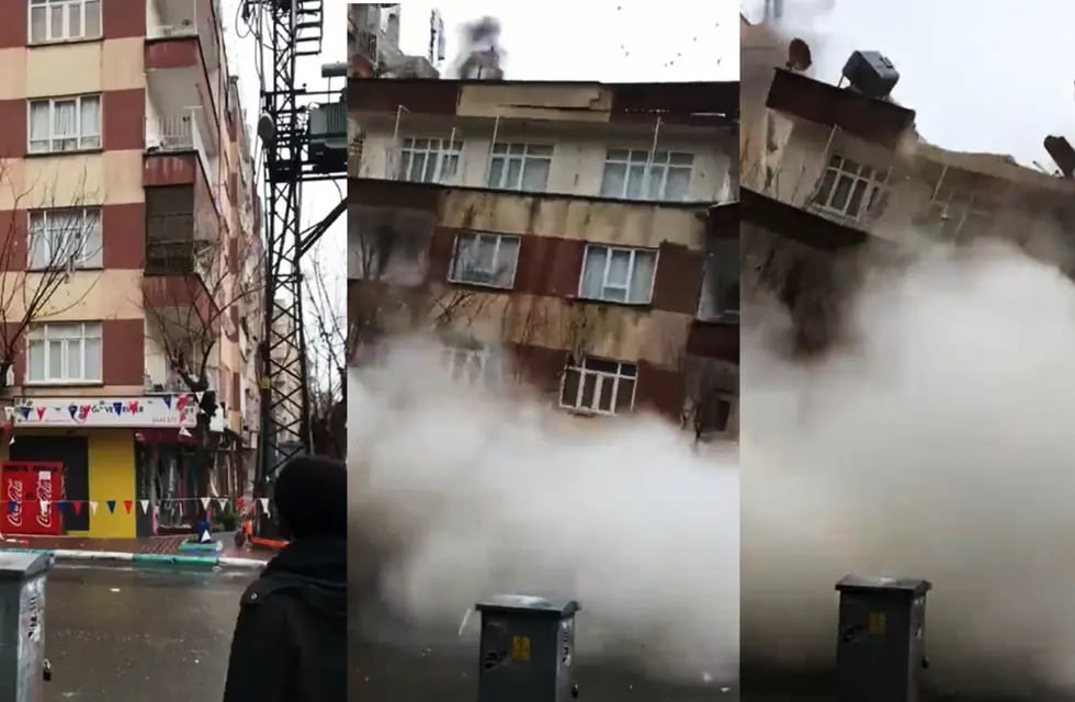 El colapso de un edificio en Turquía tras el terremoto de magnitud 7,8 (Captura de video)
