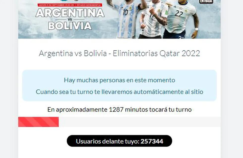 Problemas para comprar entradas para el partido de Argentina y Bolivia.