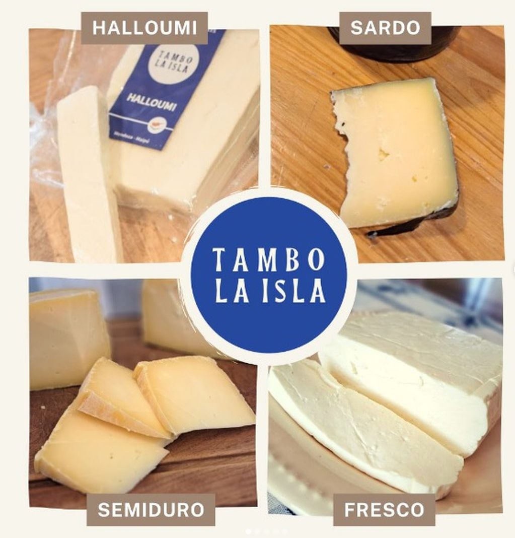 Algunos de los quesos artesanales, sin colorantes ni conservantes, que elaboran en Tambo La Isla. Foto: Instagram