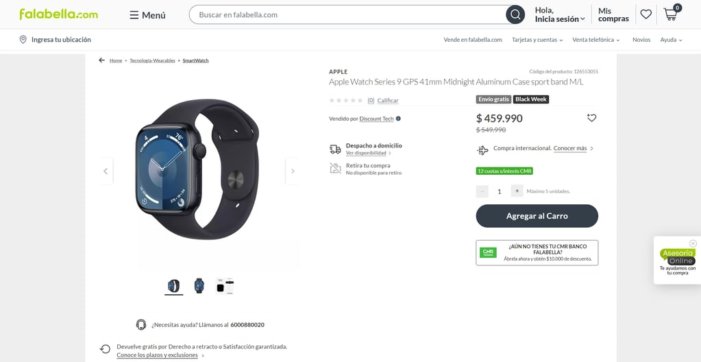 Apple Watch, talle M/L, precio en Chile.