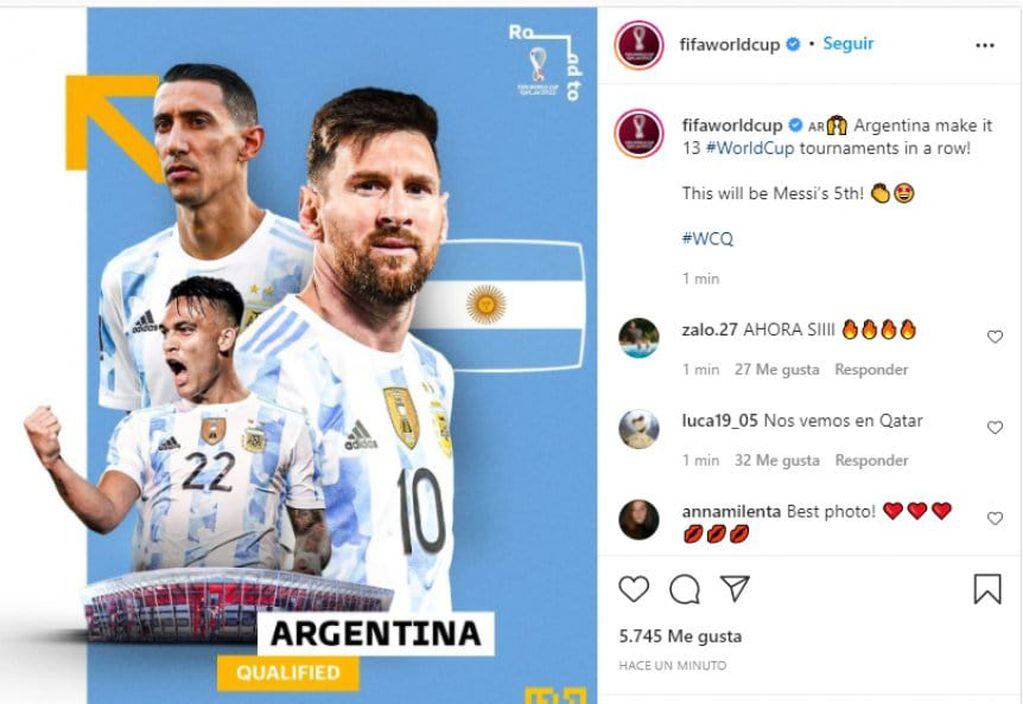 FIFA: la bienvenida a la Selección Argentina a la próxima Copa del Mundo. / Gentileza.