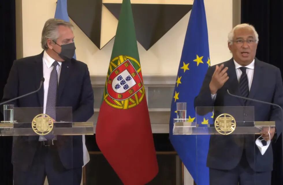 El presidente Alberto Fernández hizo una declaración junto al premier portugués Antonio Costa