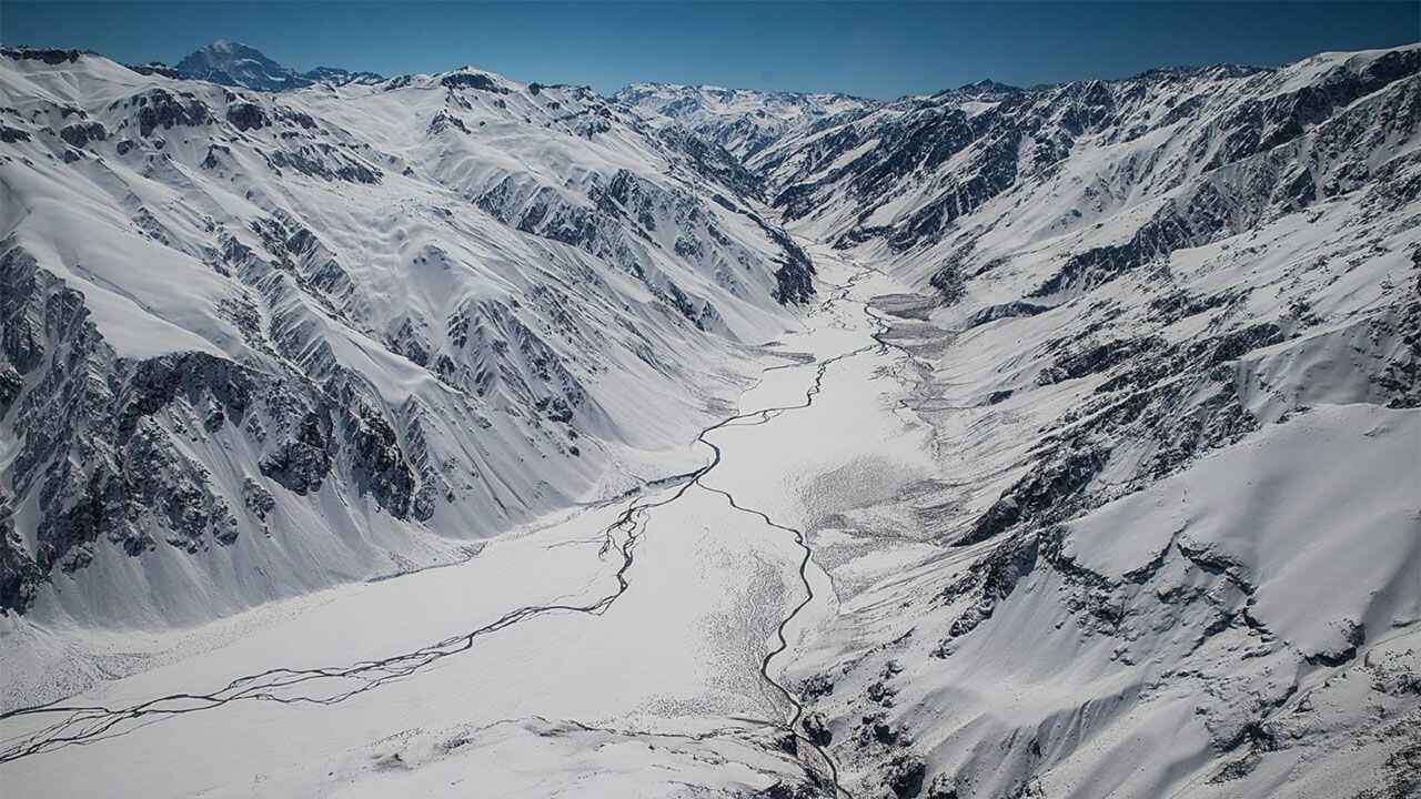 Glaciar Río Plomo, imagen de setiembre de 2023,