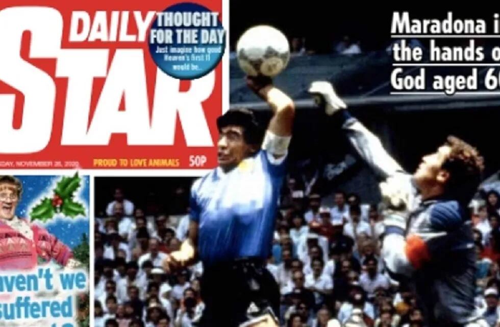 La portada del diario inglés Daily Star sobre Diego Maradona que generó polémica