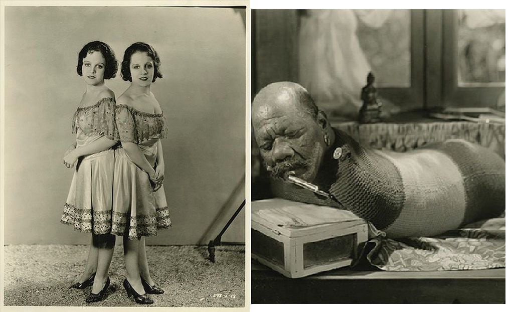 Las siamesas Hilton y el Príncipe Randian en Freaks (1932) - 