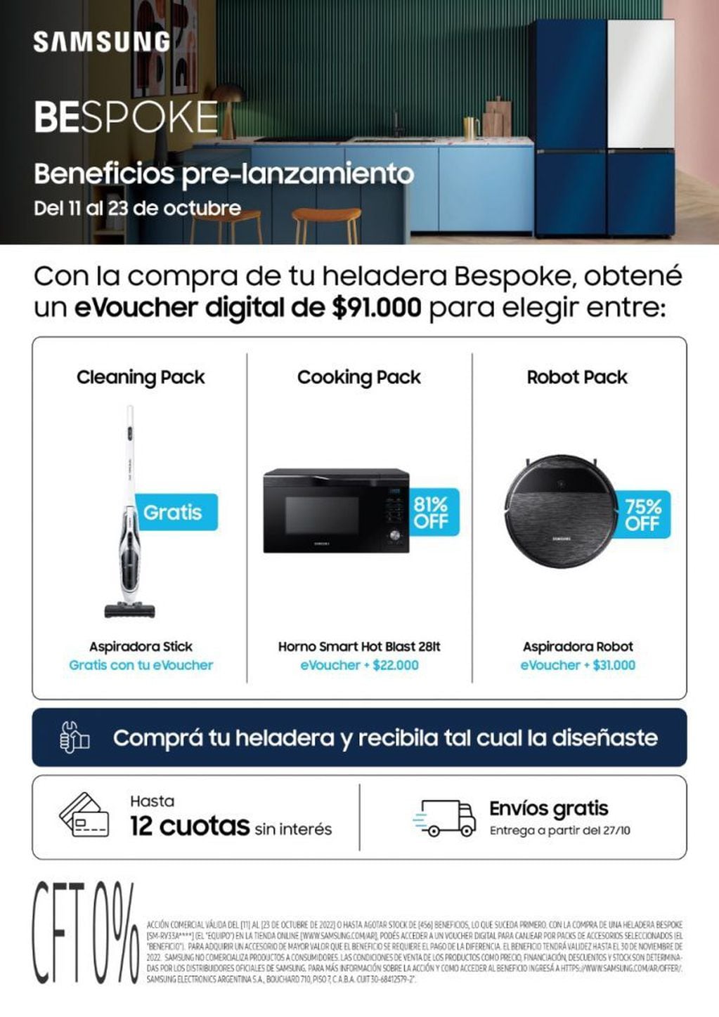 Ya está en Argentina Bespoke, la línea de  heladeras personalizables de Samsung con beneficios de preventa hasta el 23 de octubre.