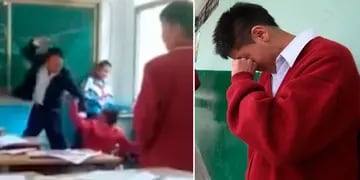 Un profesor agarró a uno de los alumnos a cintazos que le estaba haciendo bullying a otro estudiante