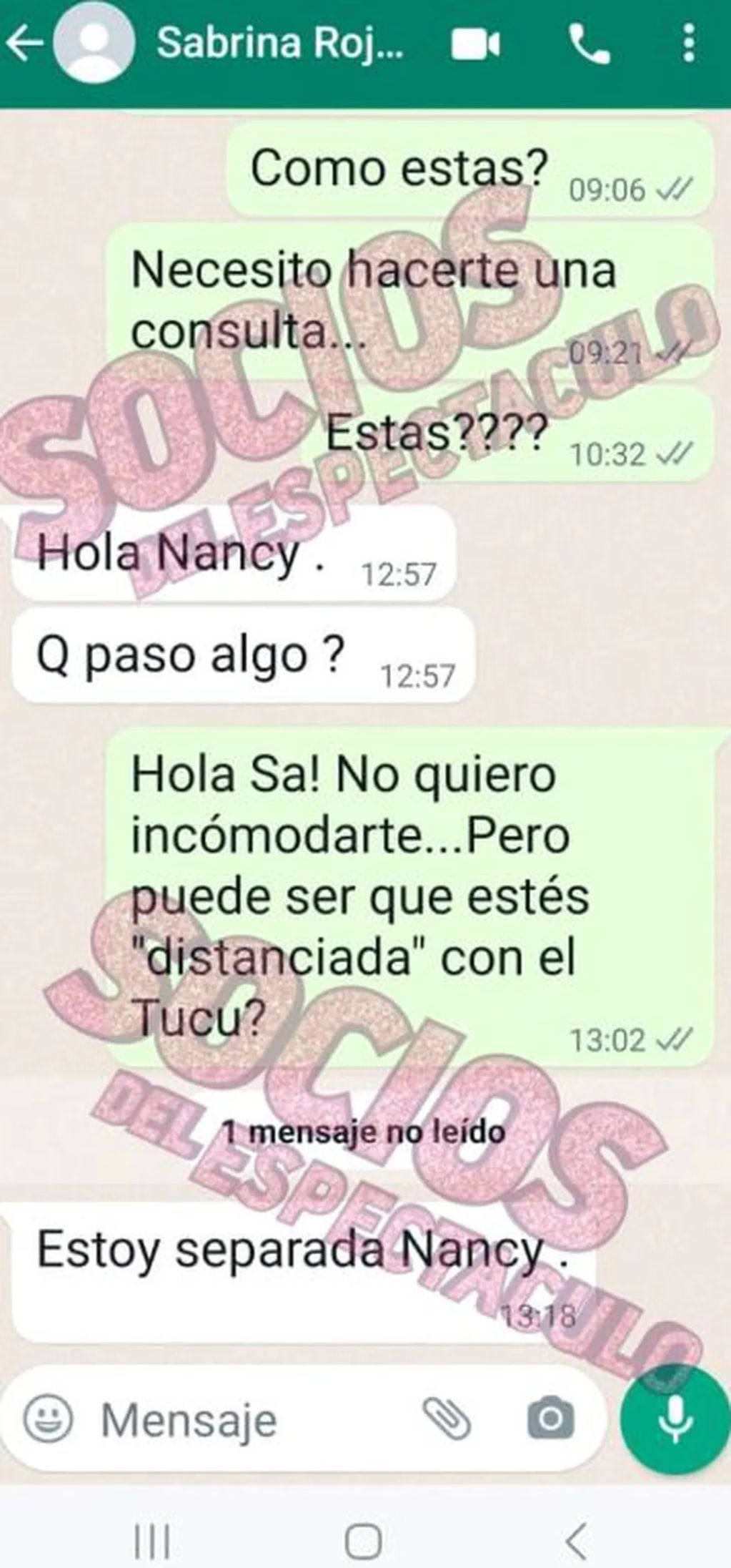 Sabrina Rojas le confirmó a Nancy Duré que se separó de El Tucu López.