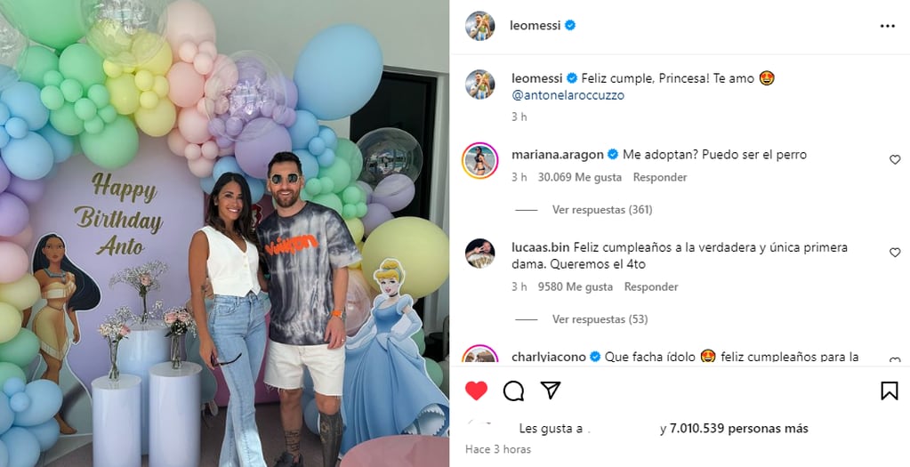 El tierno mensaje de Messi para Antonela en su cumpleaños