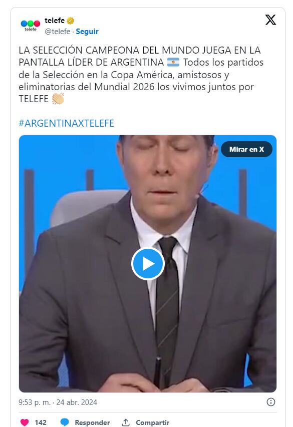Telefe transmitirá los partidos de la Selección Argentina en la Copa América 2024.