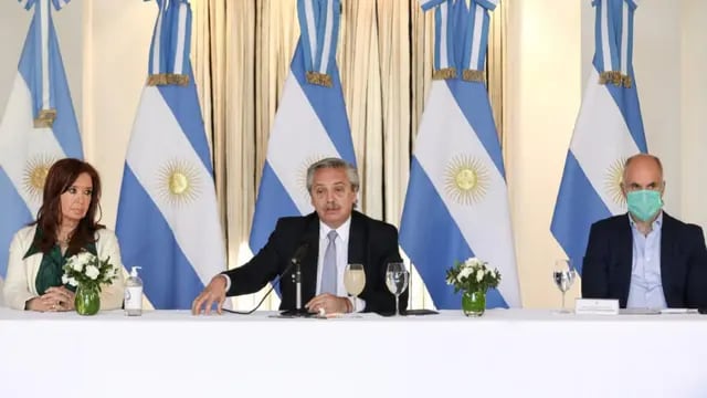  Cristina Fernández de Kirchner, Alberto Fernández y Horacio Rodríguez Larreta. 