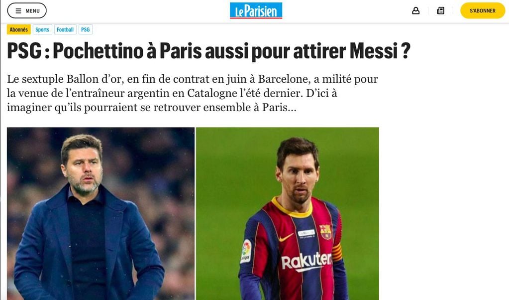 El diario parisino que anuncia la posibilidad de que La Pulga arribe al PSG.