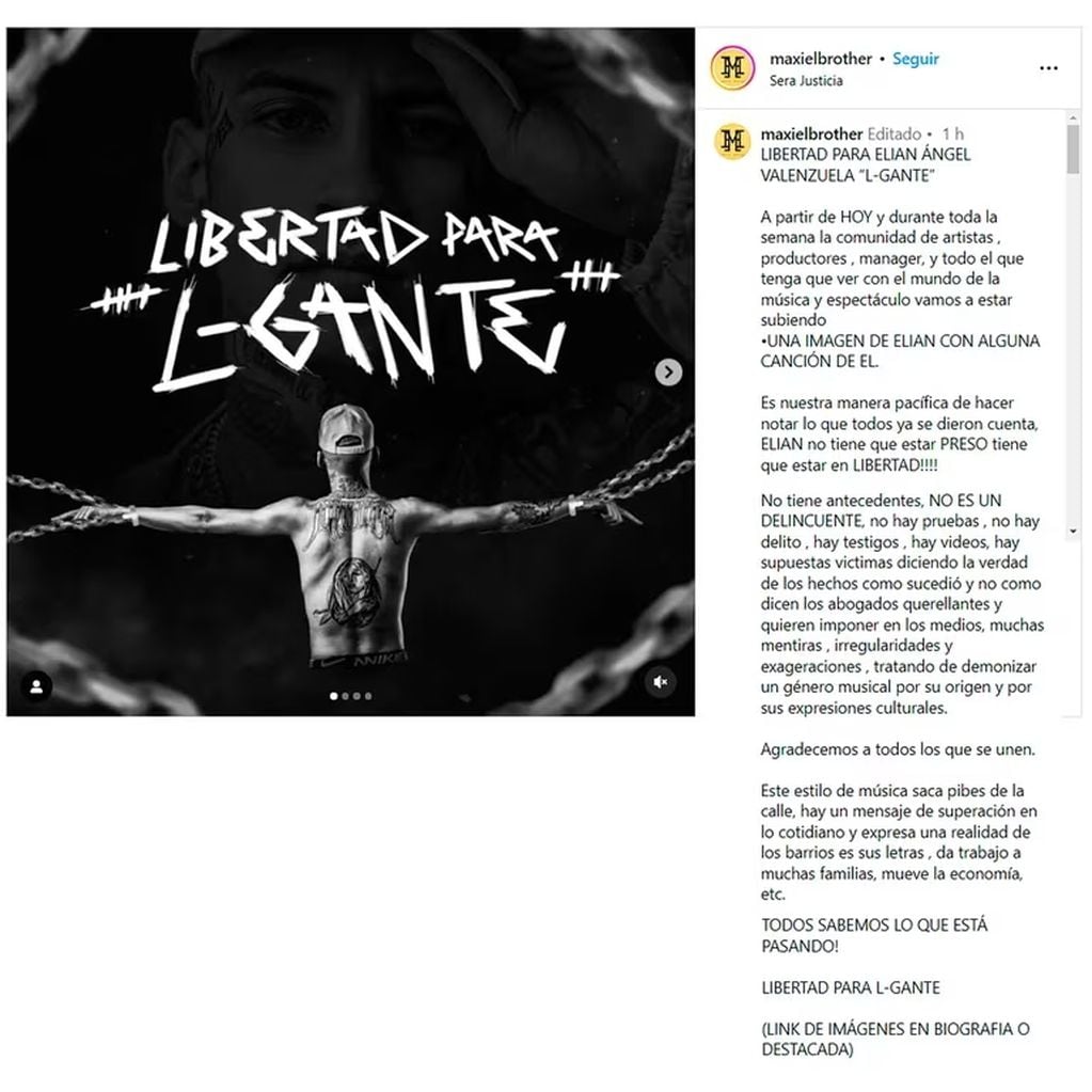 La campaña de Maxi El Brother para queel artista sea liberado.