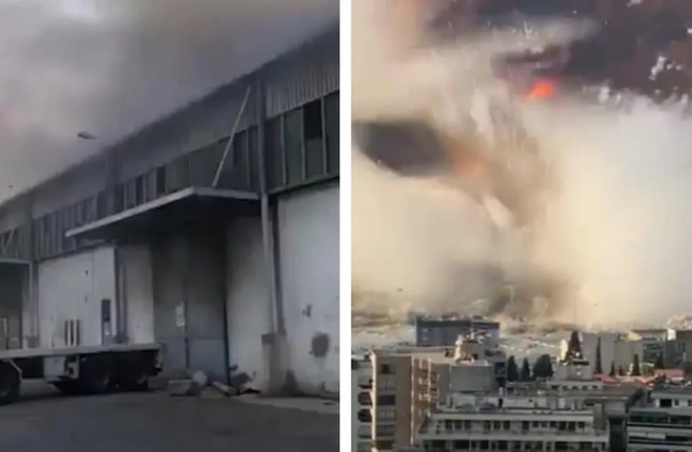 La última imagen del depósito previo a la explosión en el puerto de Beirut.