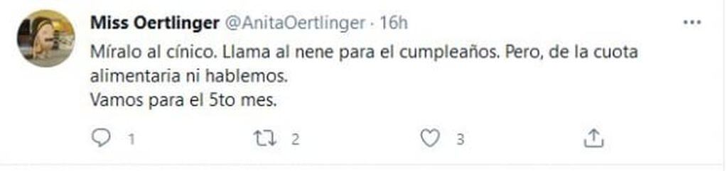 Los tweets de la ex de Osvaldo conta su papel como padre.