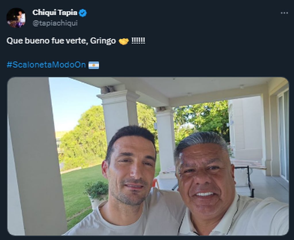 El posteo de Chiqui Tapia sobre la reunión con Scaloni