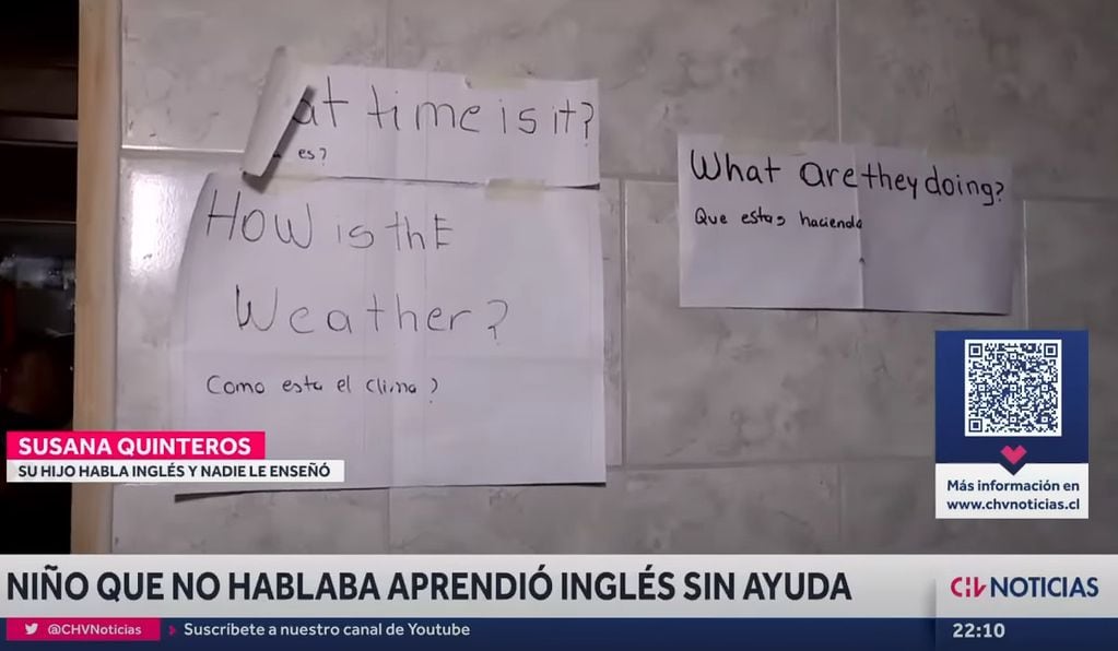 La historia del niño chileno que solo habla en inglés aunque nadie se lo enseñó (Gentileza / CHV Noticias)