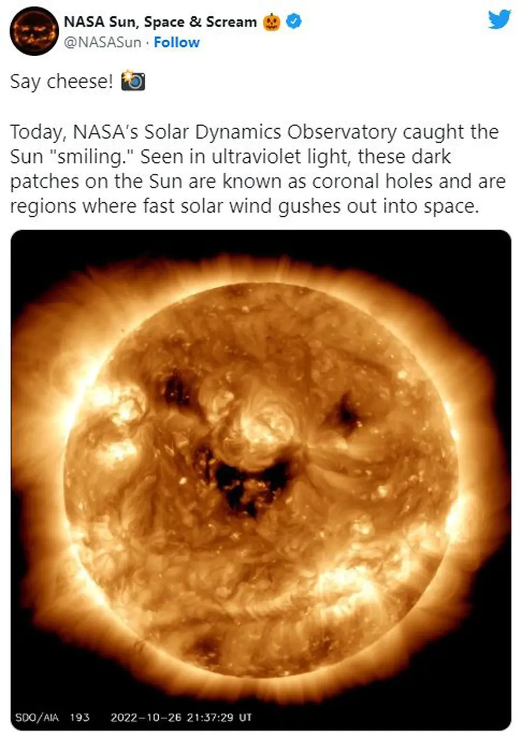 La imagen que compartió la NASA.