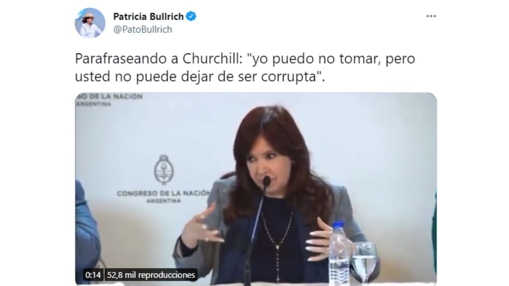 Patricia Bullrich le contestó a Cristina Kirchner.