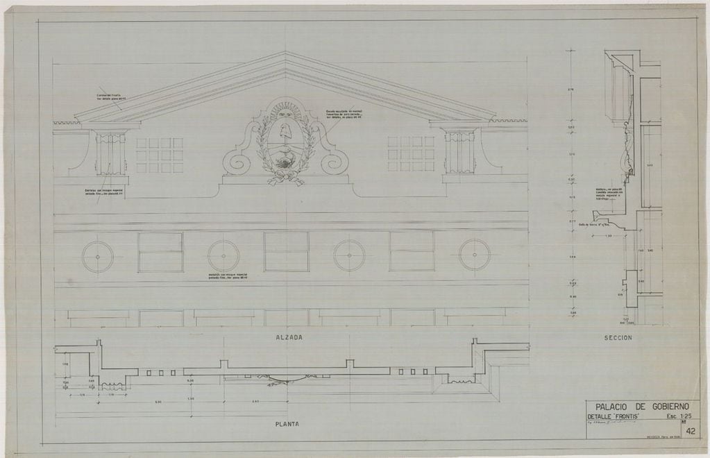 Plano joyas arquitectónicas, Casa de Gobierno de Mendoza