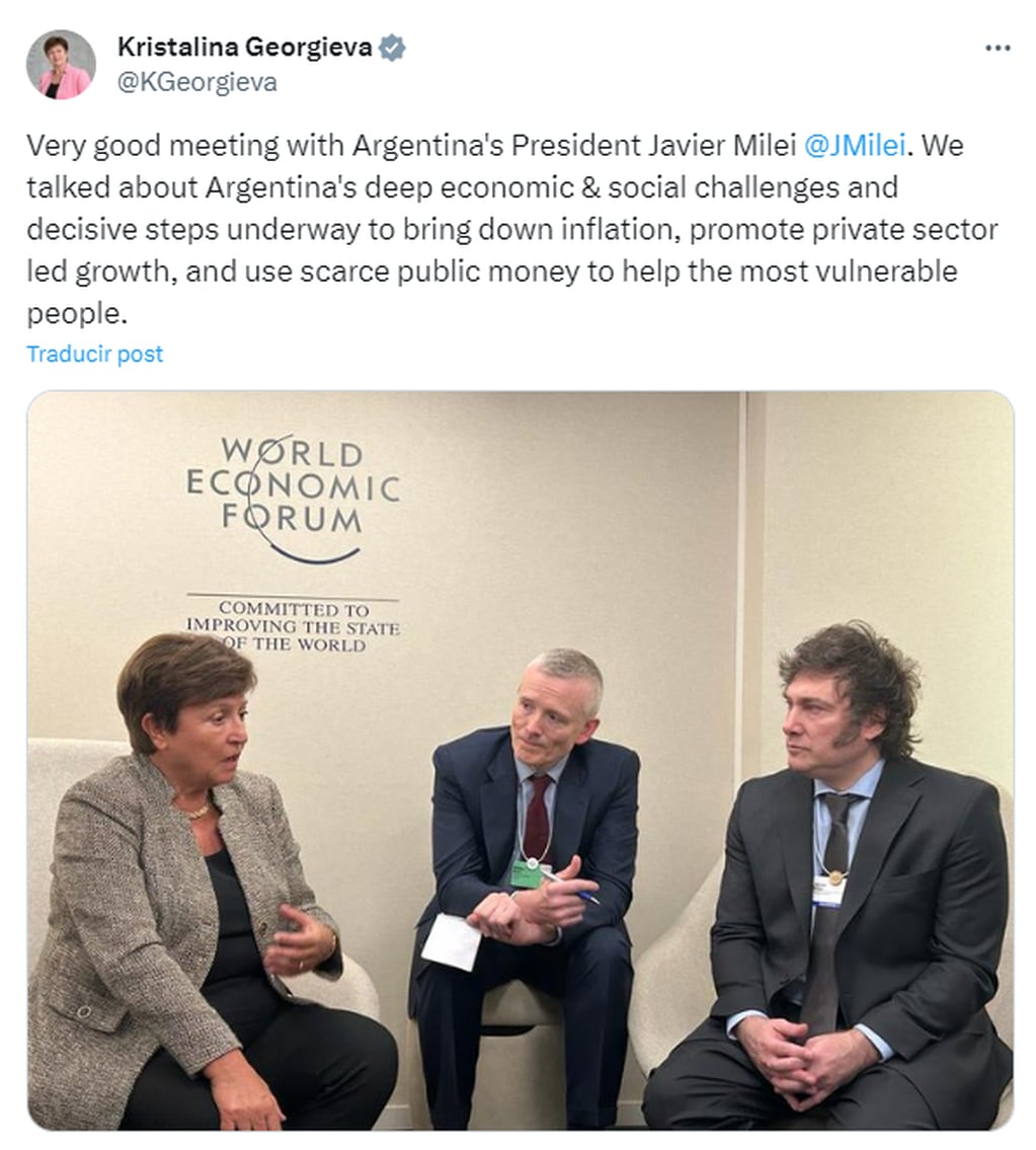 El presidente Javier Milei se reunió este miércoles con la titular del FMI, Kristalina Georgieva - X Kristalina Georgieva