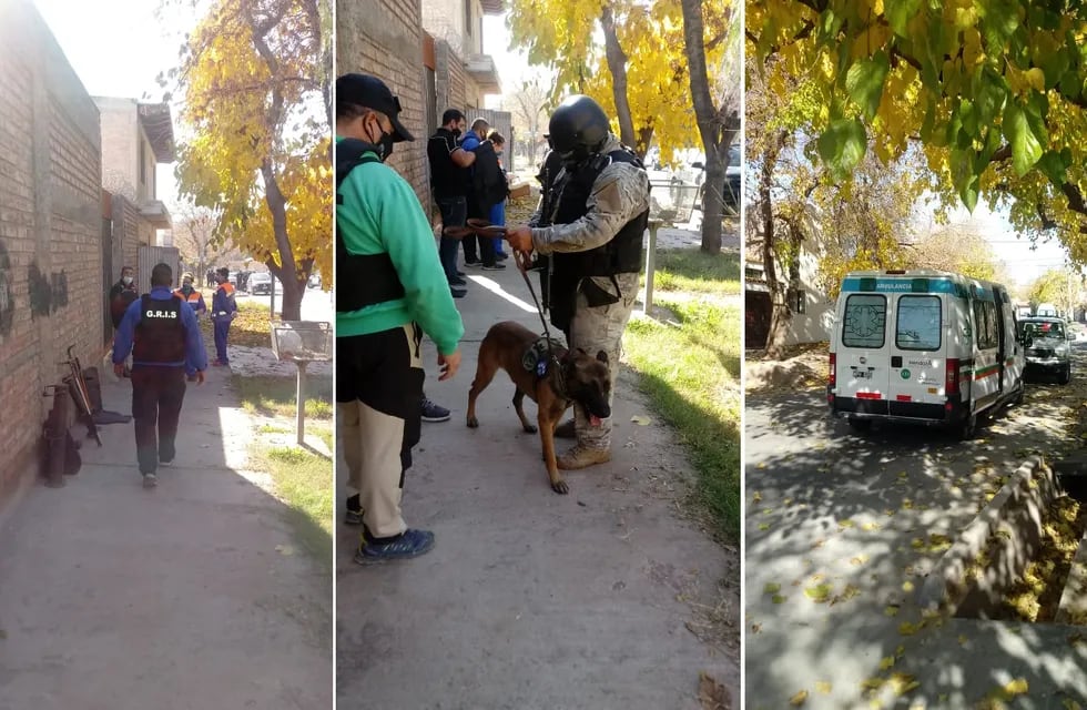Policía armado y atrincherado en Godoy Cruz (Gentileza)