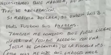 La carta que le secuestraron a Marcelina Sena