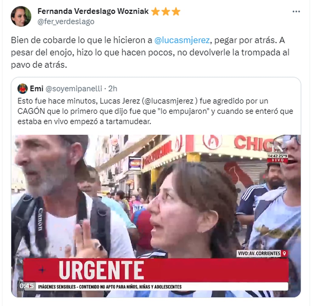 Periodista de Mendoza y de medios nacionales se solidarizaron con Lucas Jerez - X