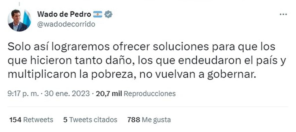 Eduardo de Pedro se expresó en Twitter.
