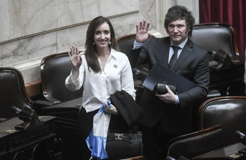 Javier Milei y Victoria Villarruel en la cámara de Diputados Congreso, Argentina Foto Federico Lopez Claro