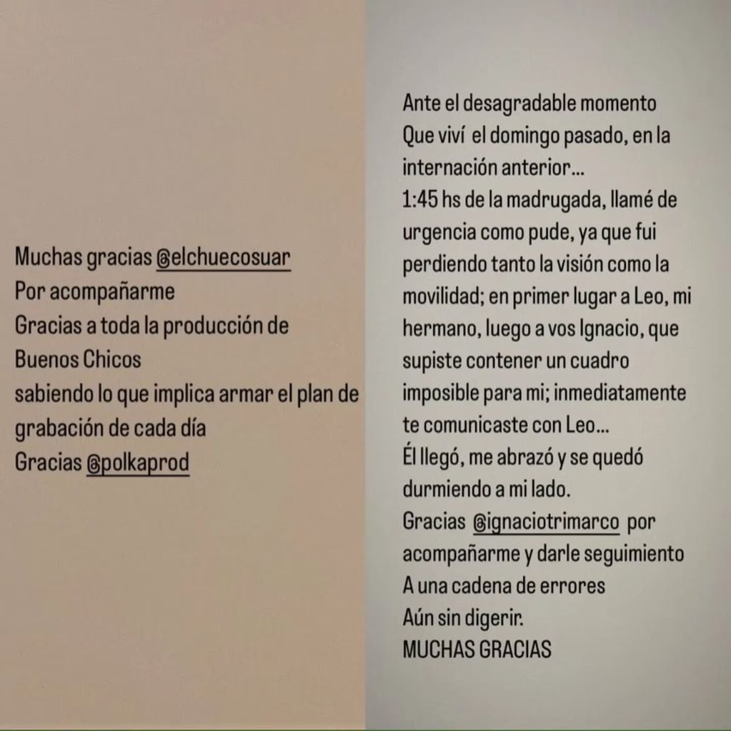 Romina Gaetani sobre su estado de salud (Captura de pantalla)