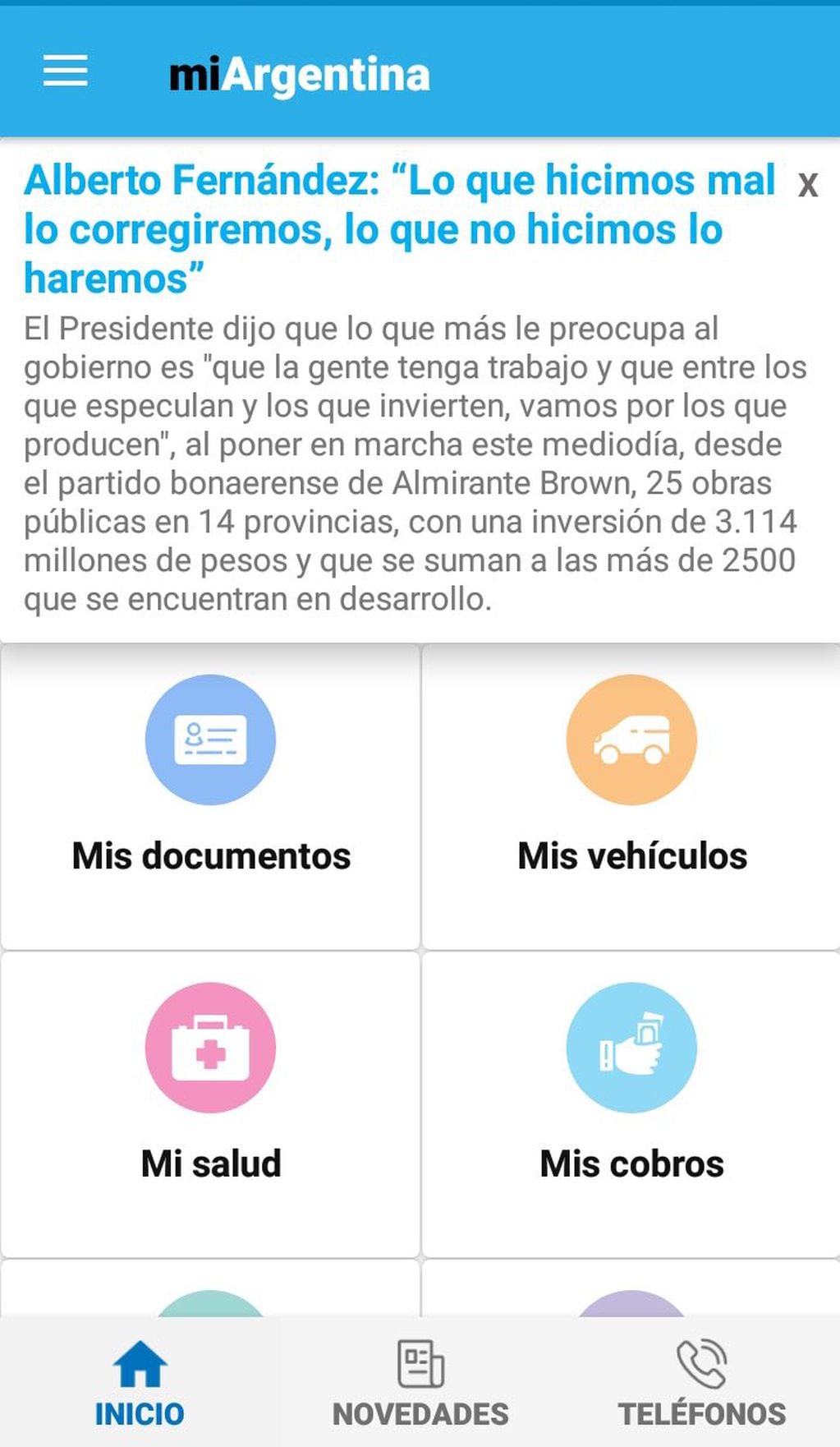 “Alberto Fernández: Lo que hicimos mal lo corregiremos, lo que no hicimos, lo haremos”. La noticia política partidaria que recomendó la app Mi Argentina y enojó a algunos usuarios.