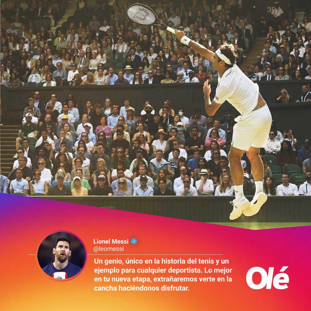 Emotivo mensaje de Lionel Messi a Roger Federer en sus redes sociales. / Gentileza: Diario Ole.